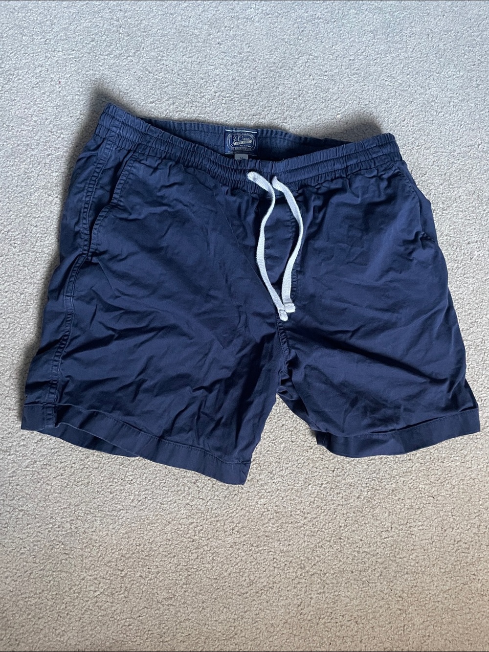 J. Crew Dark Navy Men's Swim Trunks with White Drawstring